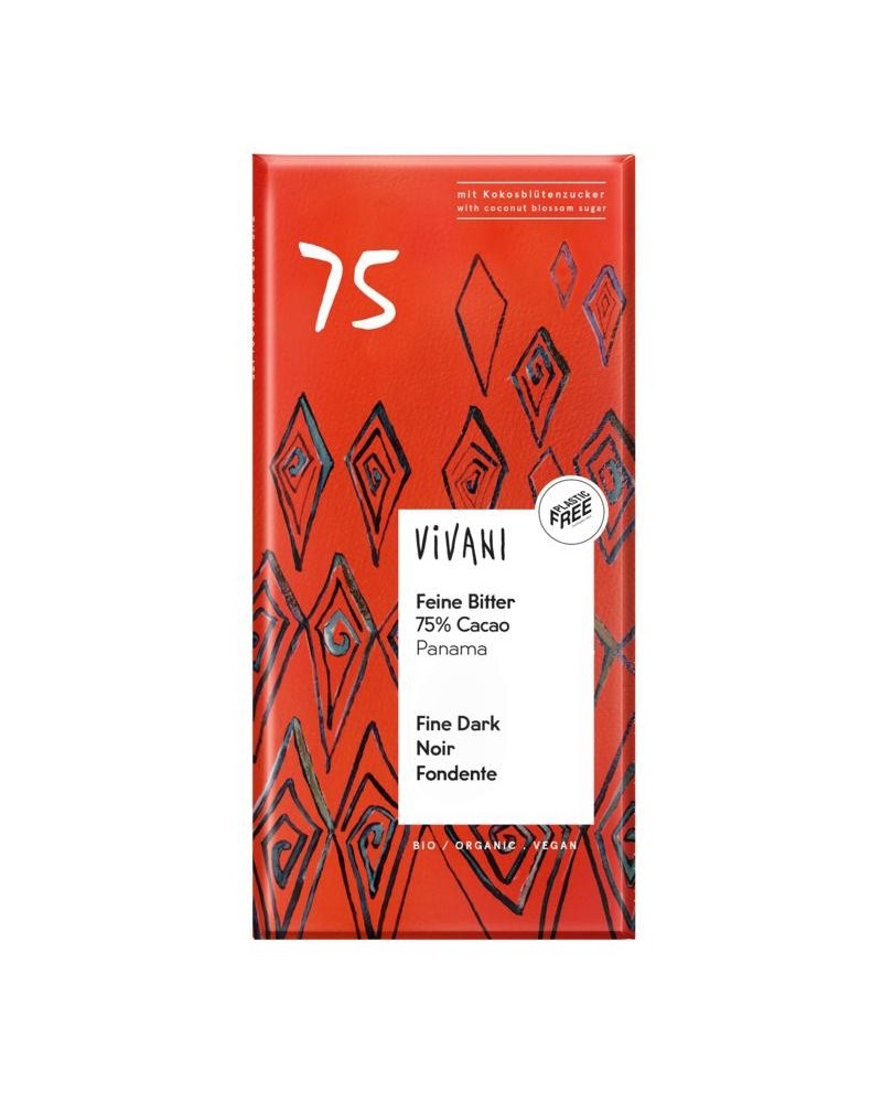 Chocolade puur 75% kokosbloesemsuiker bio