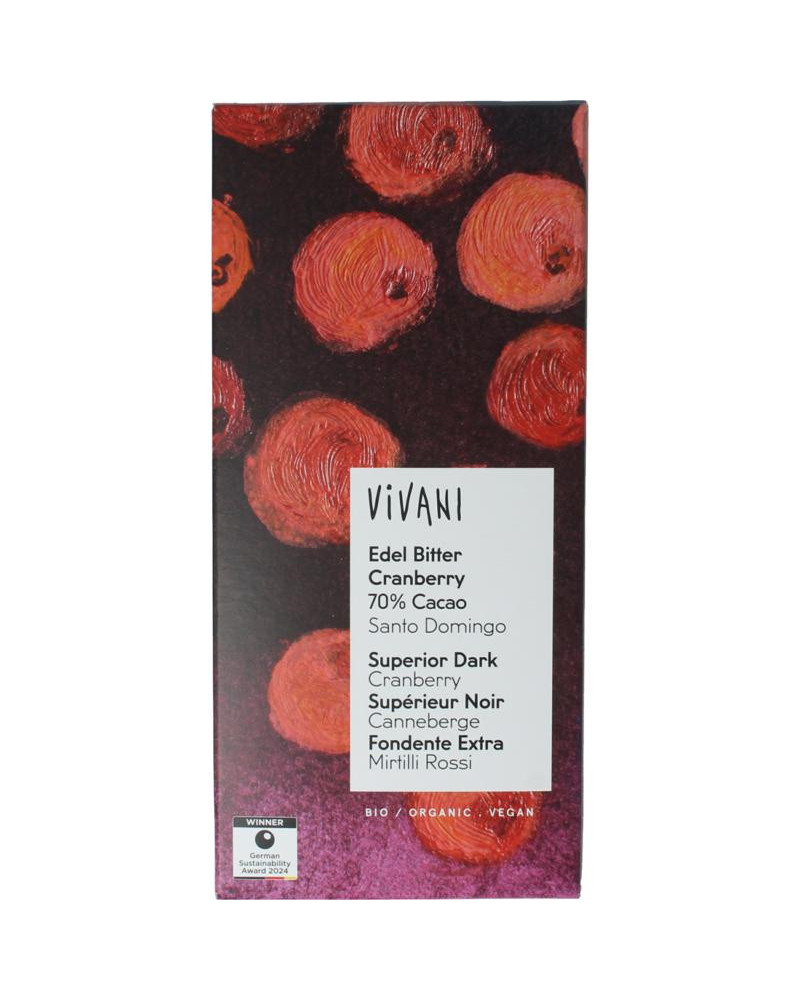 Chocolade puur cranberry 70% bio