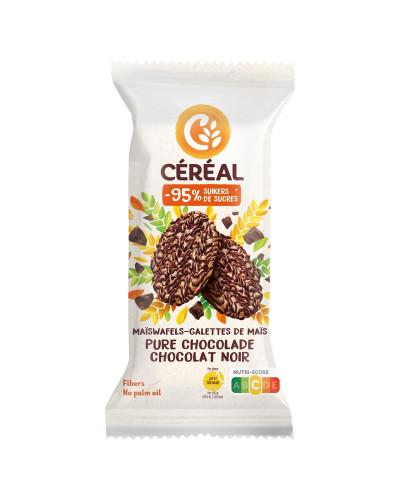 Maiswafels met pure chocolade minder suikers