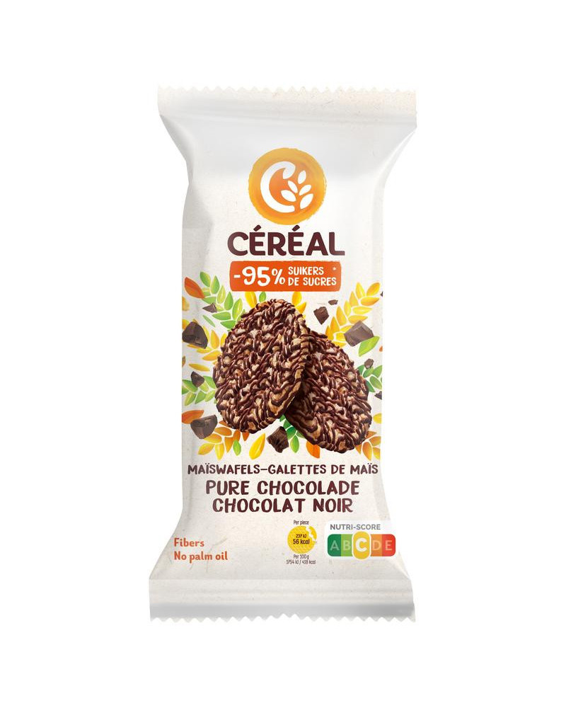 Maiswafels met pure chocolade minder suikers
