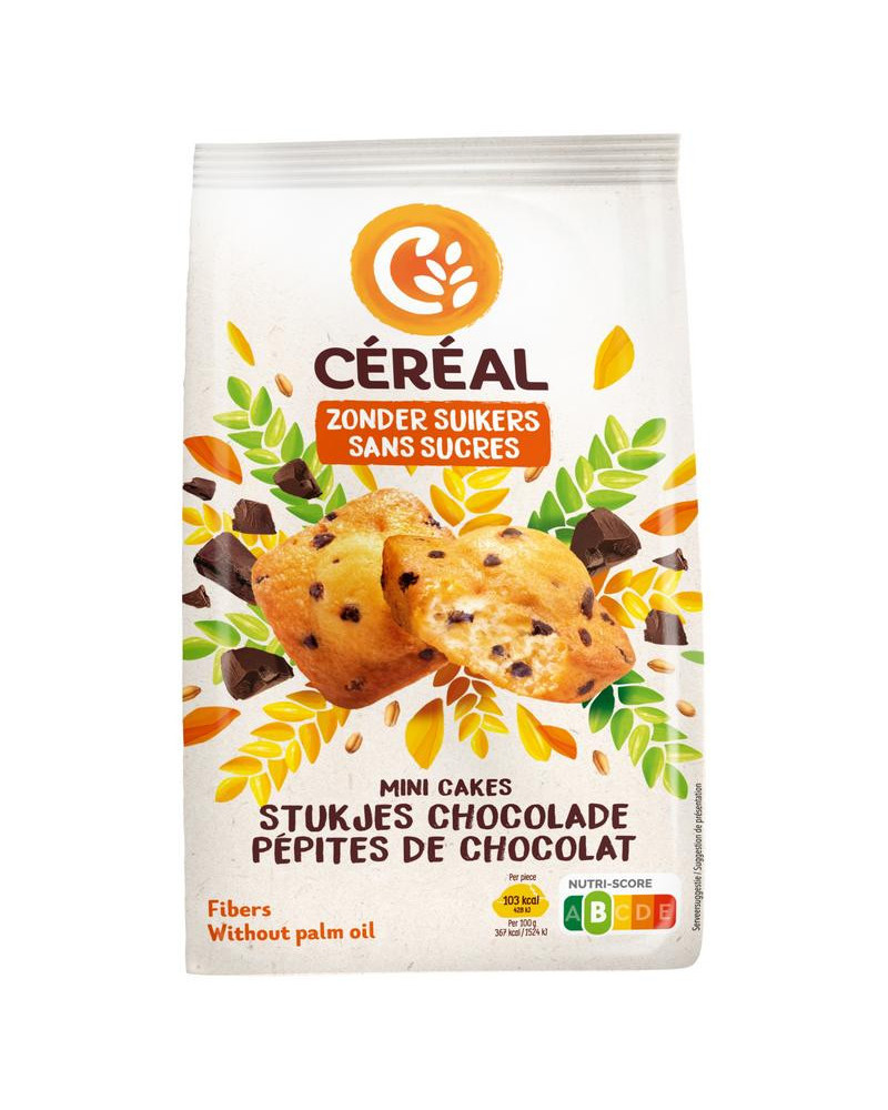 Mini cakes met stukjes chocolade zonder suikers