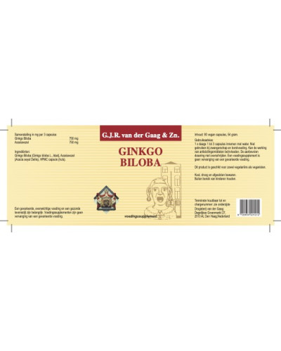 Ginkgo Biloba 750 mg | 90 Vegan Capsules | Van Der Gaag