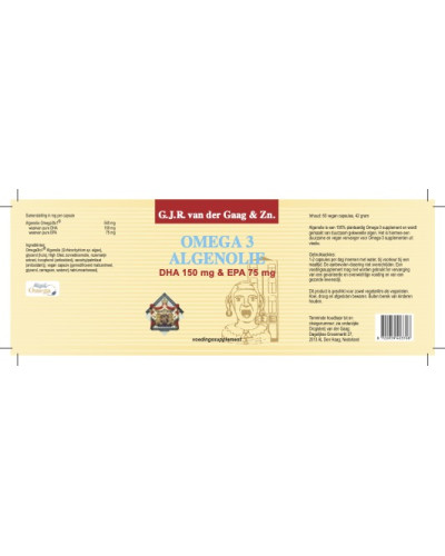 Van Der Gaag Algal Omega® Omega 3 Algenolie – DHA 150 mg & EPA 75 mg
