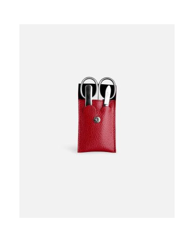 Timor 3-delige Manicureset Rood Generfd Leer | Nagelschaar, Pincet & Nagelvijl