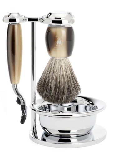 MÜHLE Scheerset Vivo 4-delig - Hoornbruin - Mach3®