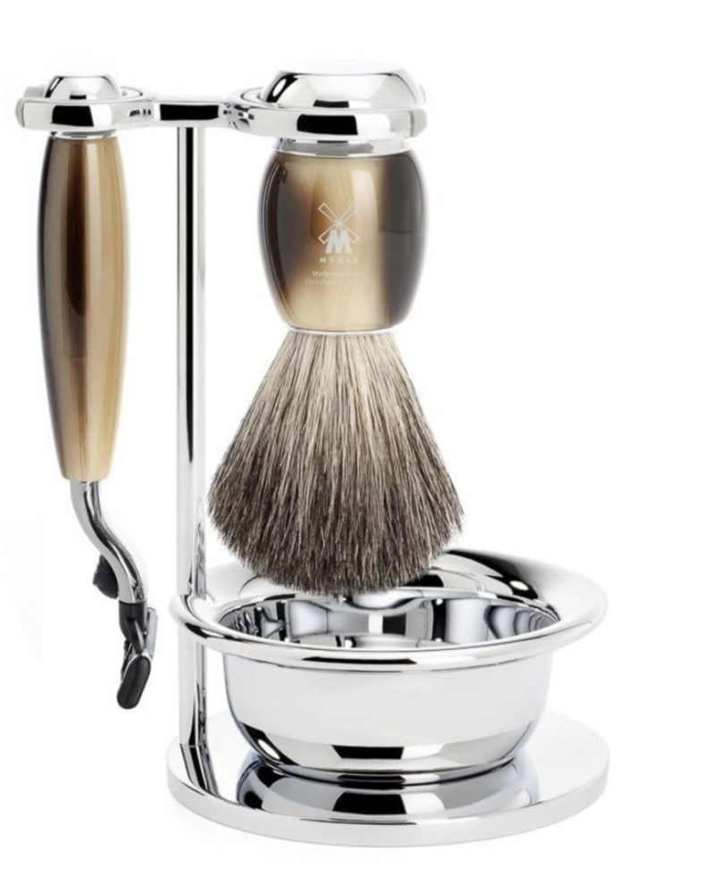 MÜHLE Scheerset Vivo 4-delig - Hoornbruin - Mach3®