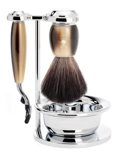 MÜHLE Scheerset Vivo 4-delig - Hoornbruin - Mach3®