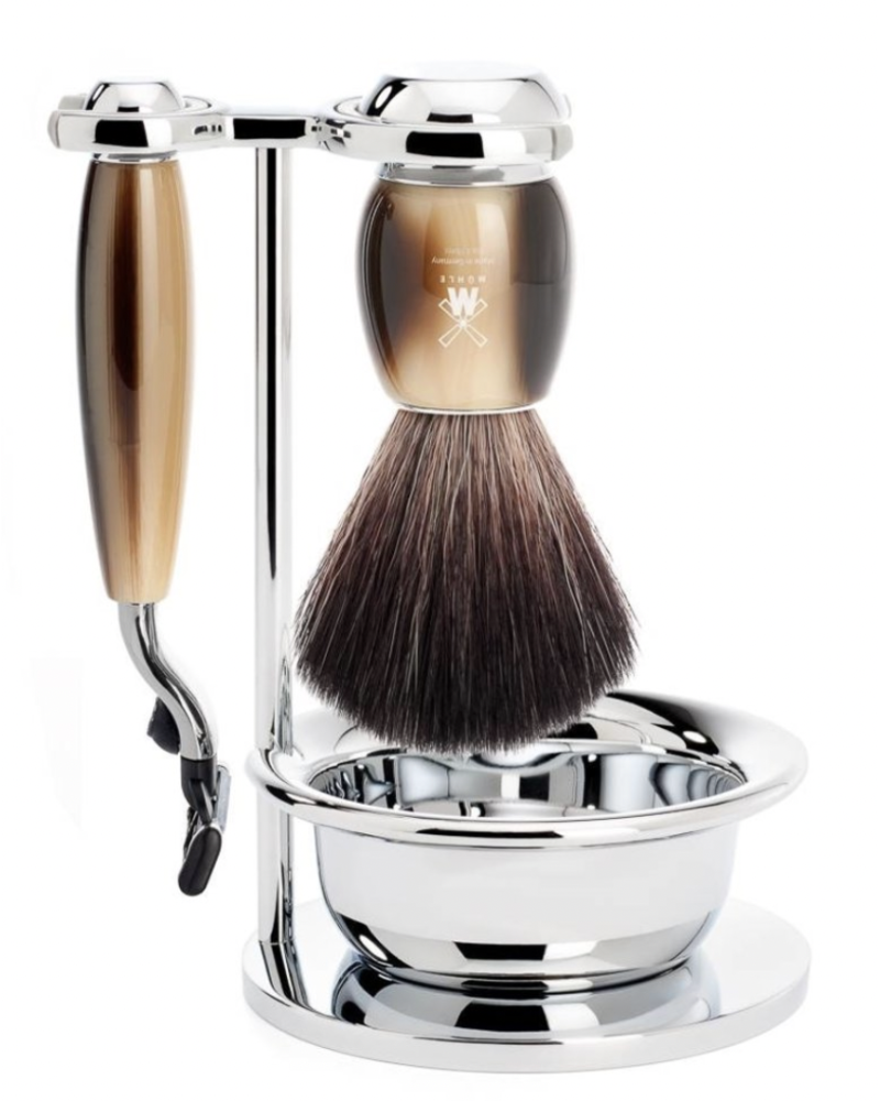 MÜHLE Scheerset Vivo 4-delig - Hoornbruin - Mach3®