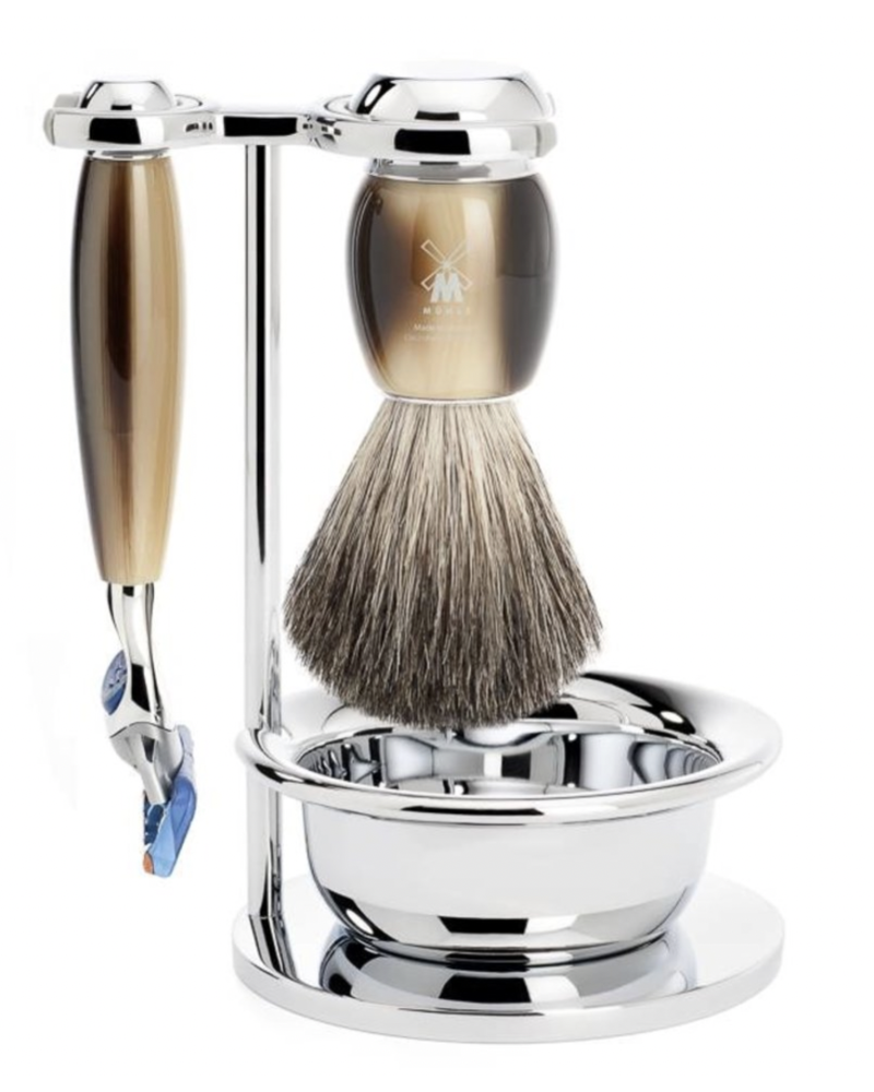 MÜHLE Scheerset Vivo 4-delig - Hoornbruin - Fusion®