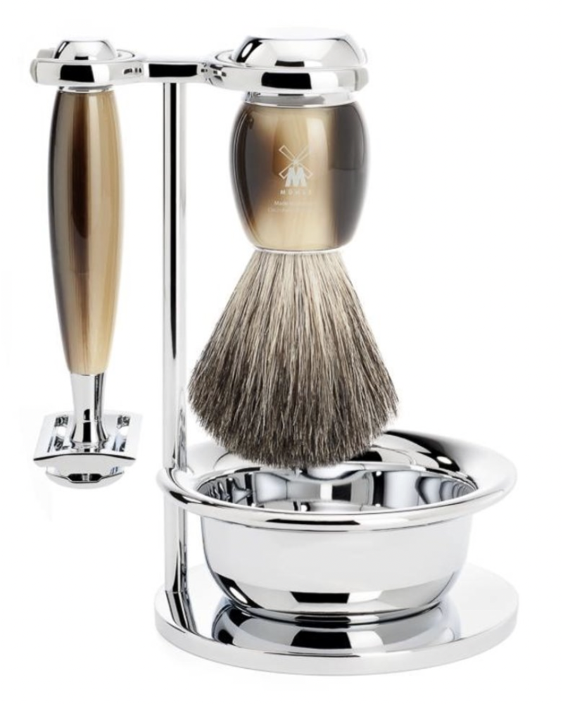 MÜHLE Scheerset Vivo 4-delig - Hoornbruin - Saf.Razor