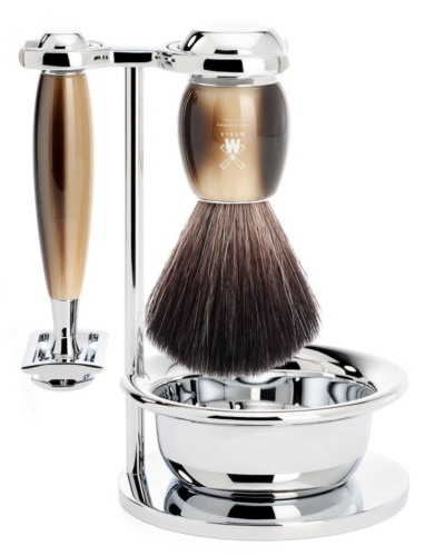 MÜHLE Scheerset Vivo 4-delig - Hoornbruin - Saf.Razor