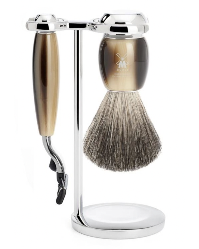 MÜHLE Scheerset Vivo 3-delig - Hoornbruin - Mach3®