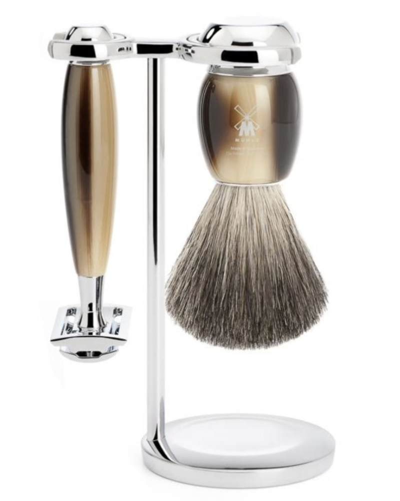 MÜHLE Scheerset Vivo 3-delig - Hoornbruin - Saf.Razor